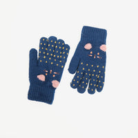 Kids Fleece Lined Knit Cat Design Gloves