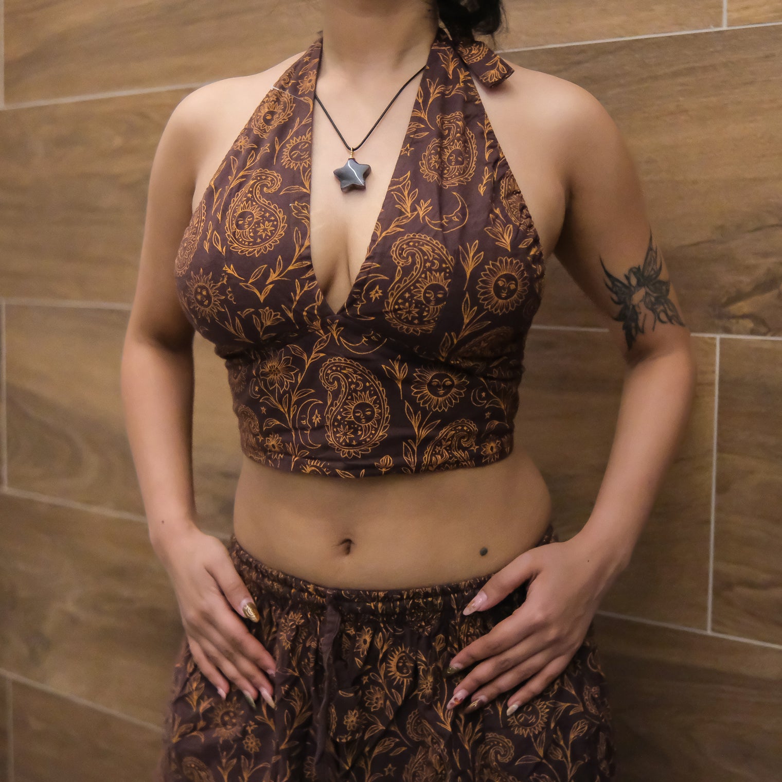 Reversible Boho Paisley Cotton Halter Bralette Top