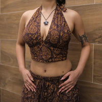 Reversible Boho Paisley Cotton Halter Bralette Top