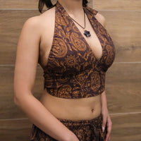 Reversible Boho Paisley Cotton Halter Bralette Top