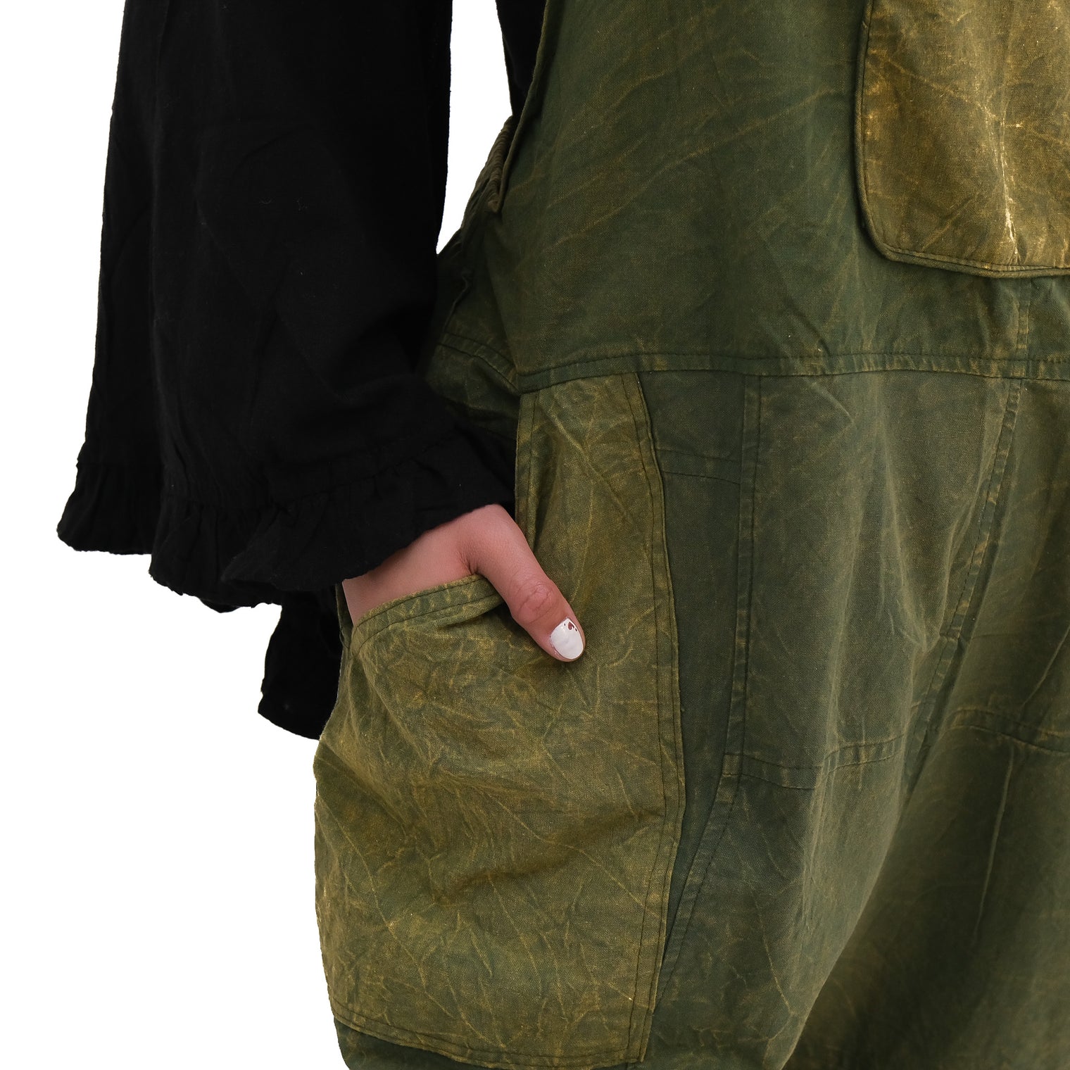 Stonewashed Cotton Wide Leg Jumpsuit