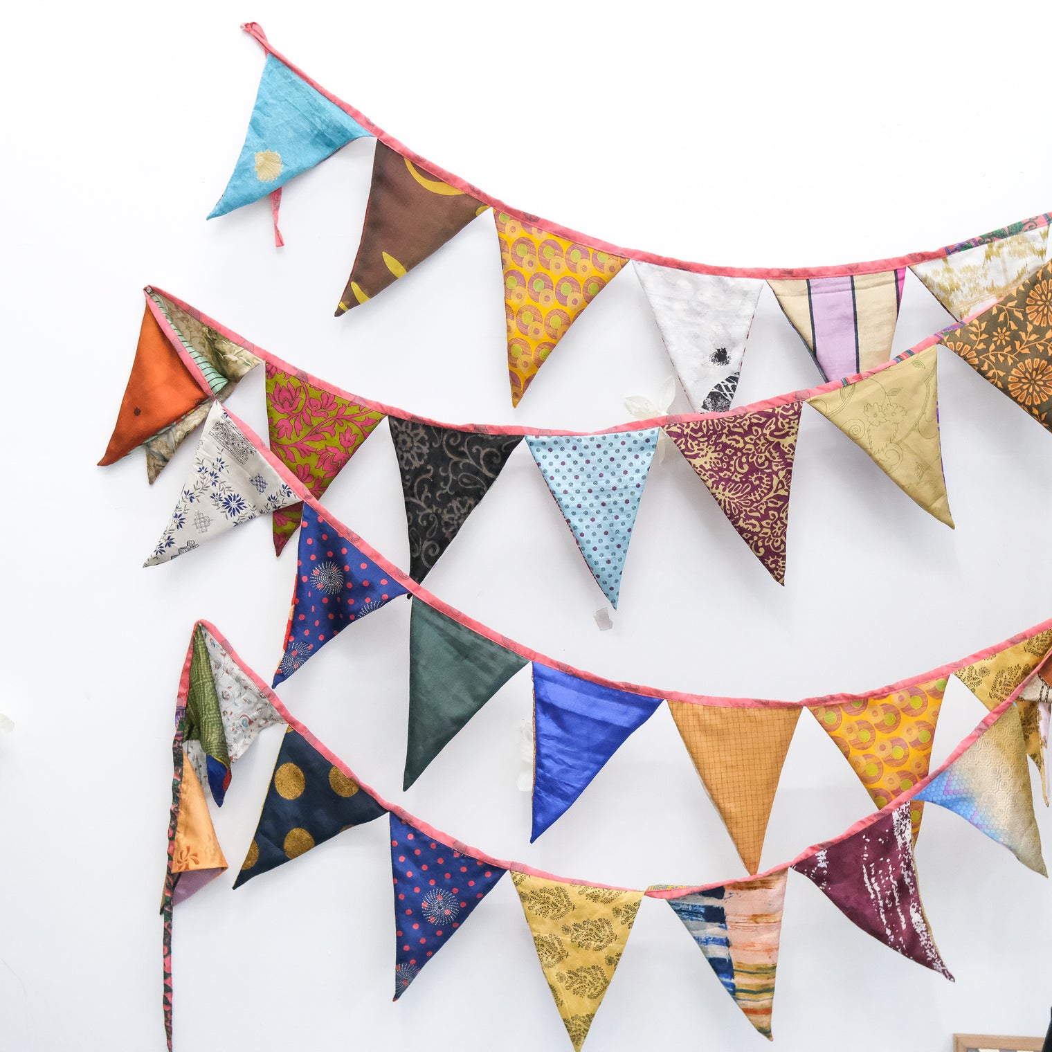 Colorful Patchwork Recycled Sari Garland