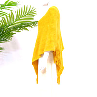 Hand Knit V Neck Winter Ponchos with Fringe