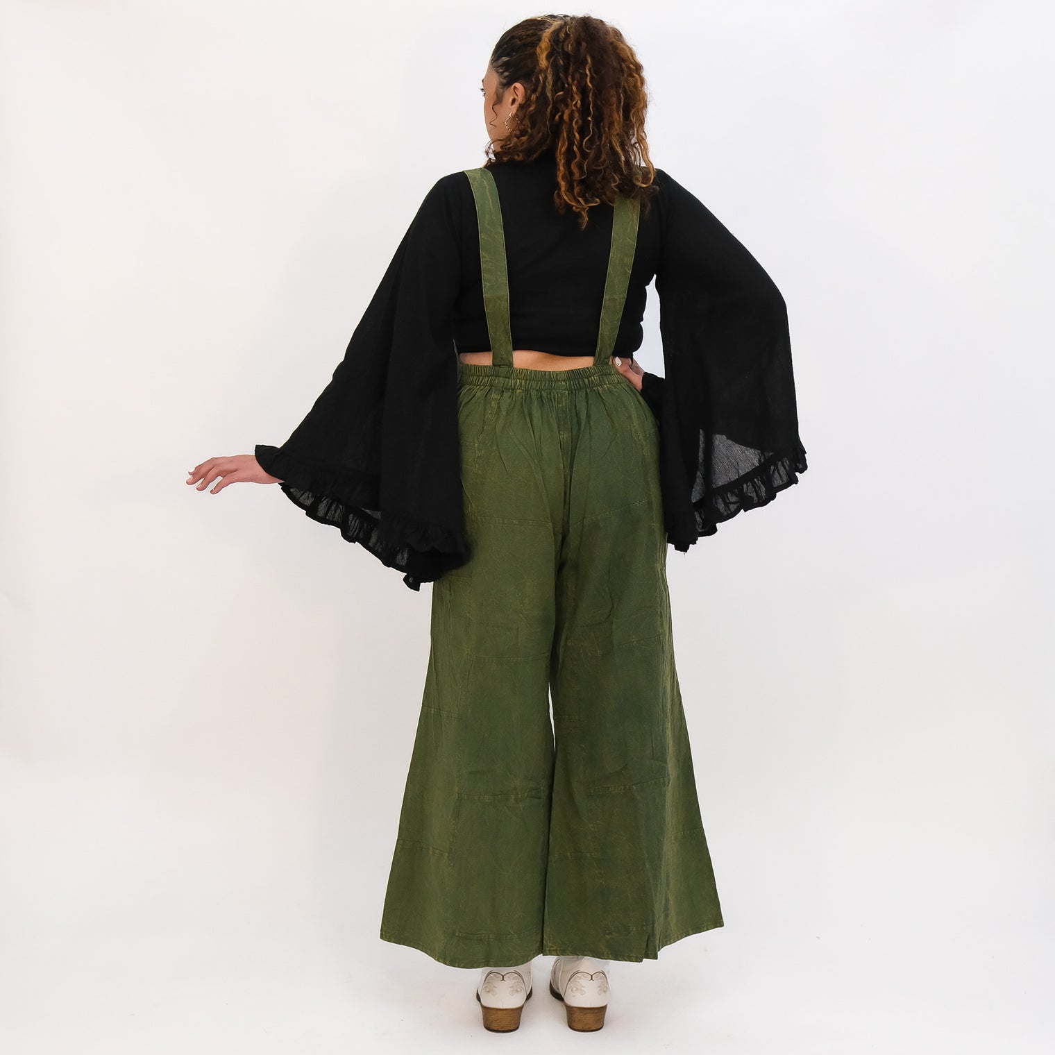 Stonewashed Cotton Wide Leg Jumpsuit