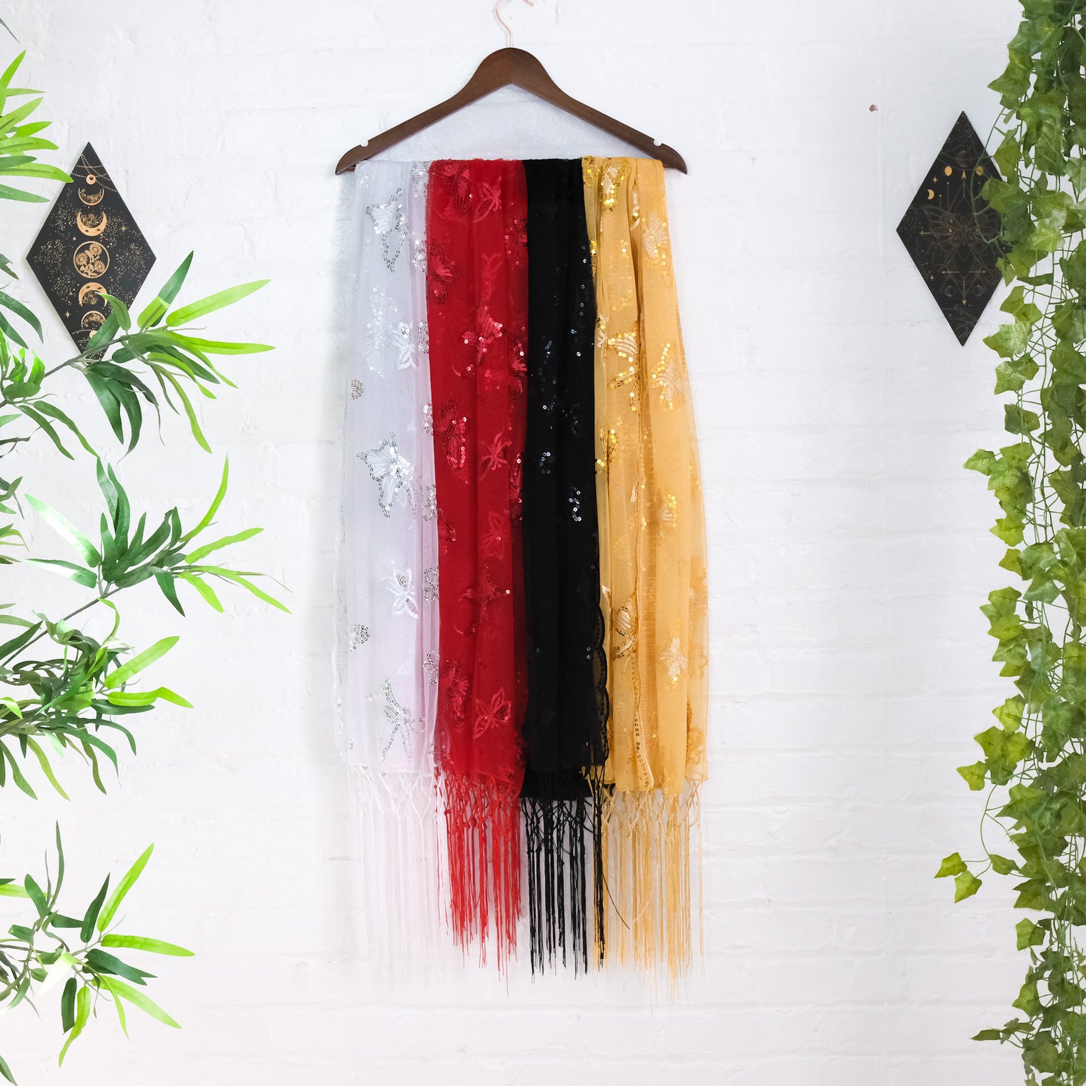 Sequin Butterfly Embroidered Shawls