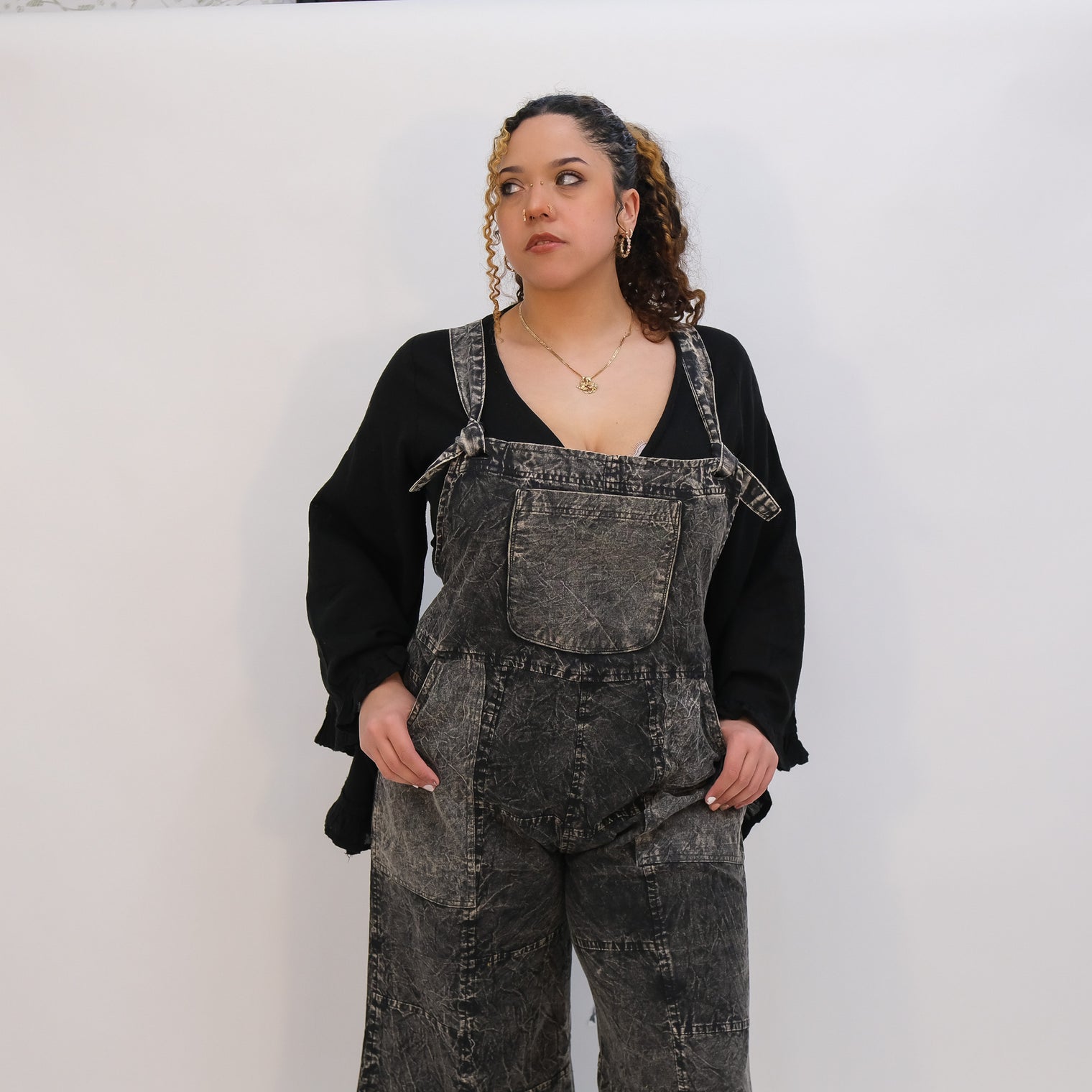 Stonewashed Cotton Wide Leg Jumpsuit