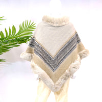 Wool Blend Oversized Warm Faux Fur Poncho