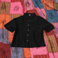 Women's Cotton Crop Button Down Shirt