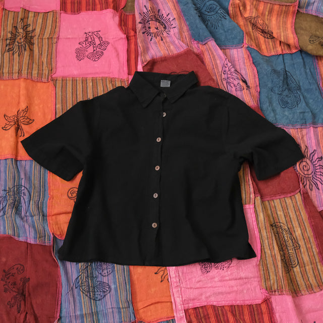 Women's Cotton Crop Button Down Shirt