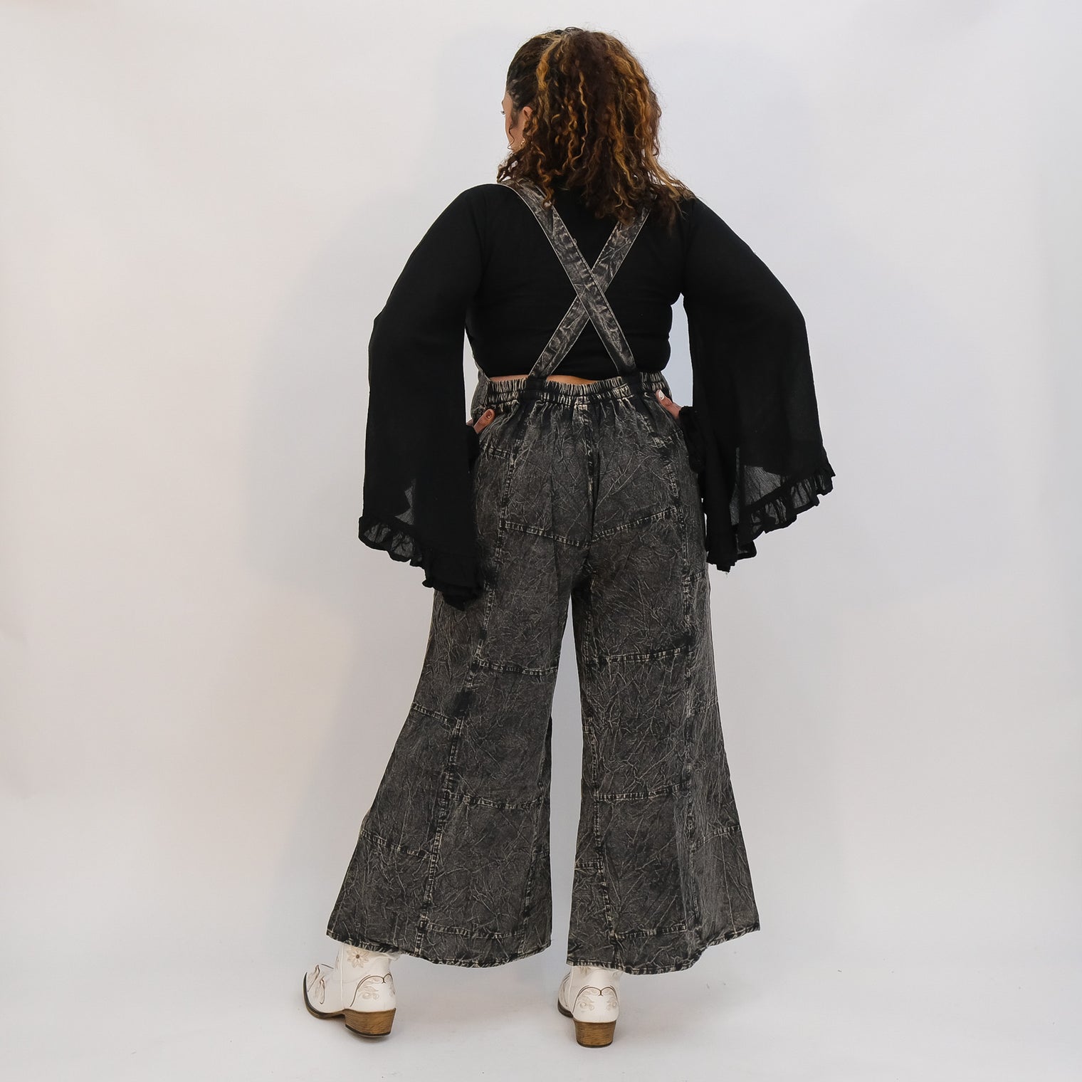 Stonewashed Cotton Wide Leg Jumpsuit