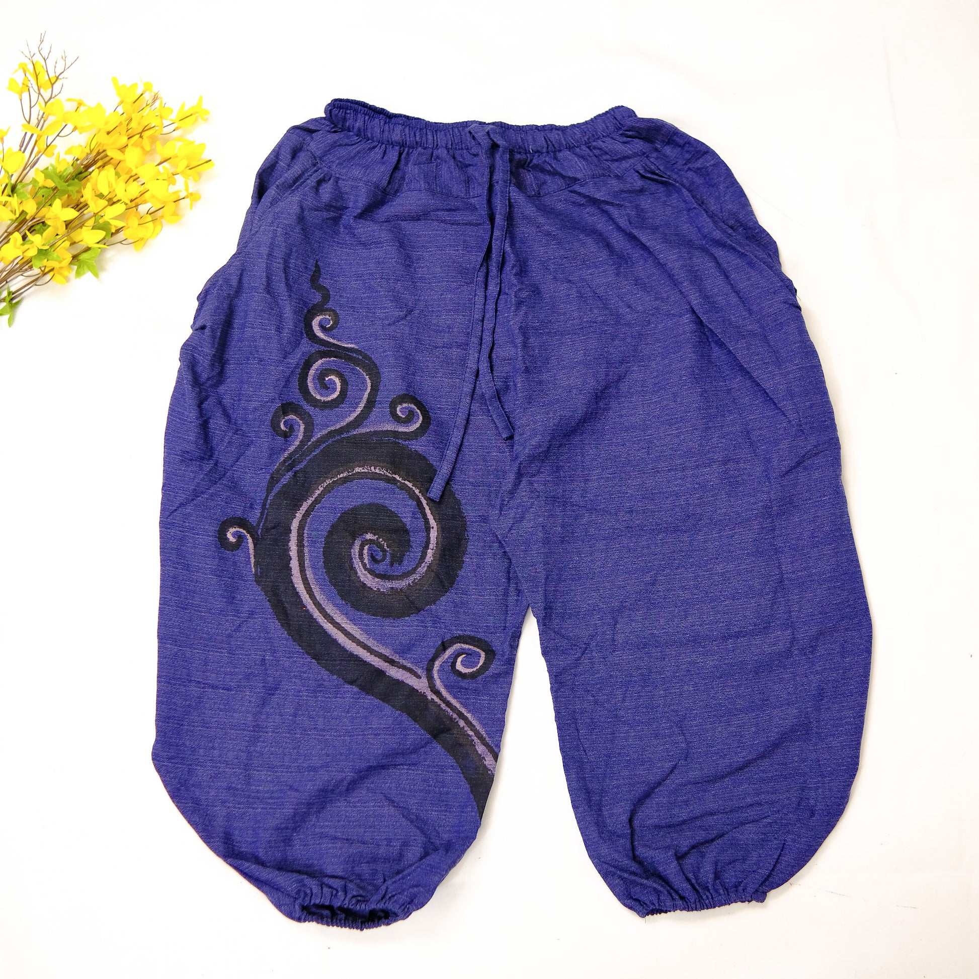 Genie Style Harem Cotton Pants with Hand Drawn Spiral Design –  karmanepalcrafts