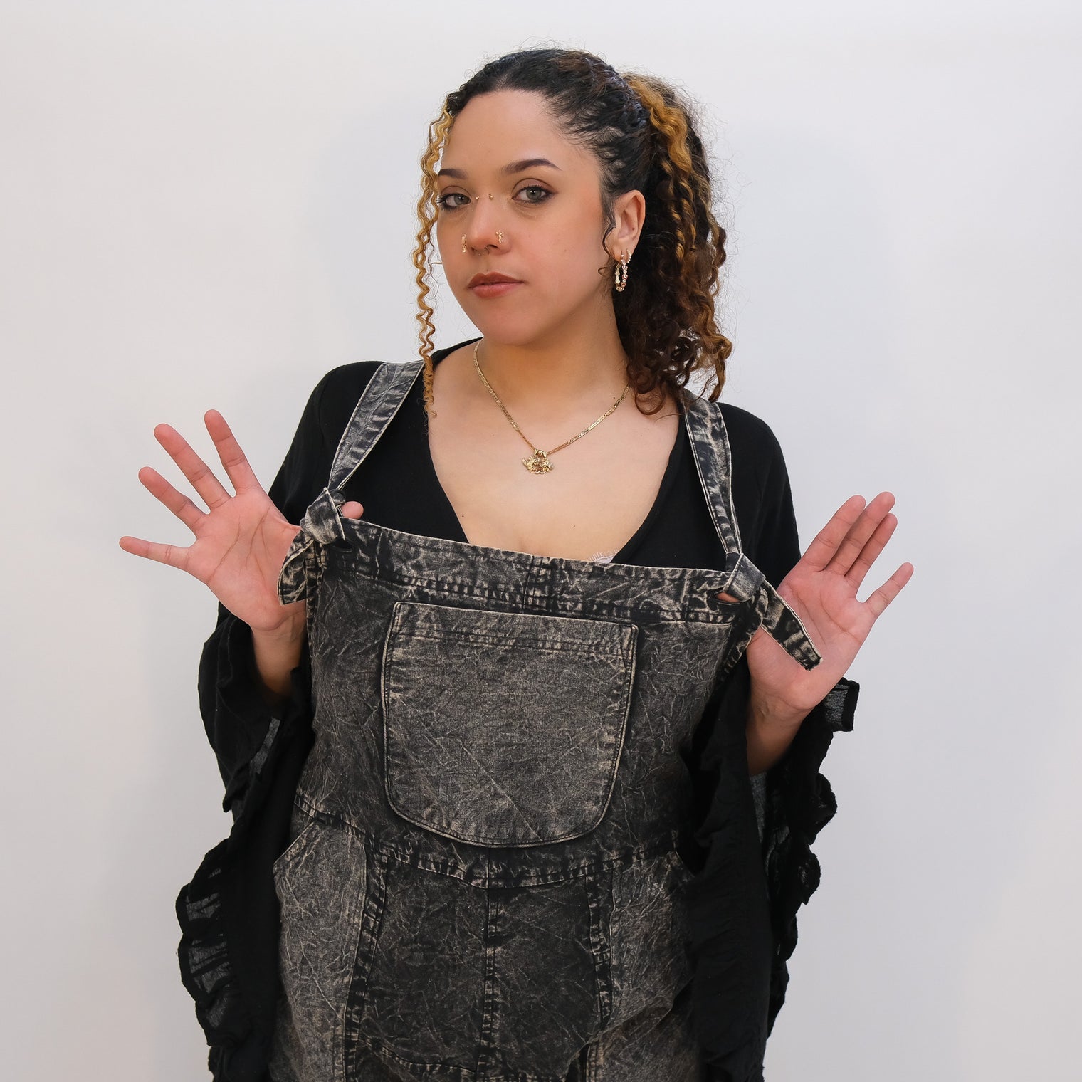 Stonewashed Cotton Wide Leg Jumpsuit