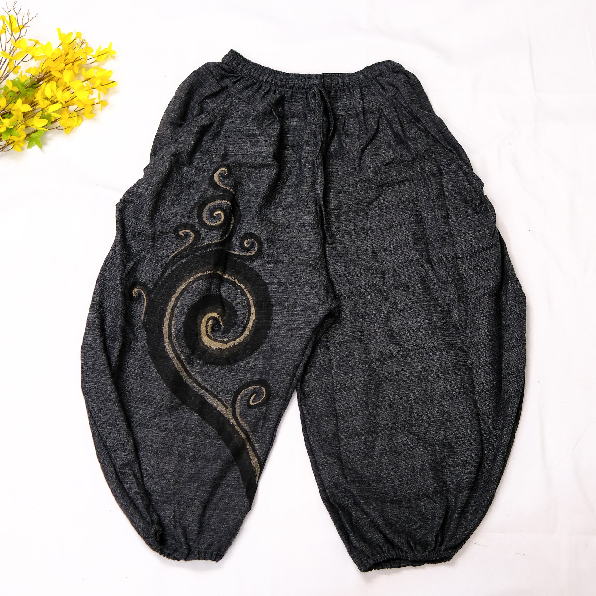 Handmade Grey asymmetrical design High Waist Cotton Harem Summer Pants –  Omychic