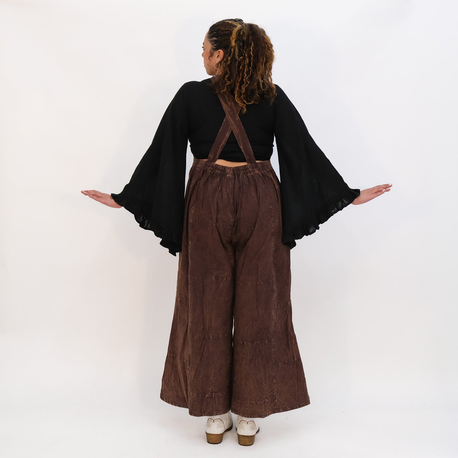 Stonewashed Cotton Wide Leg Jumpsuit