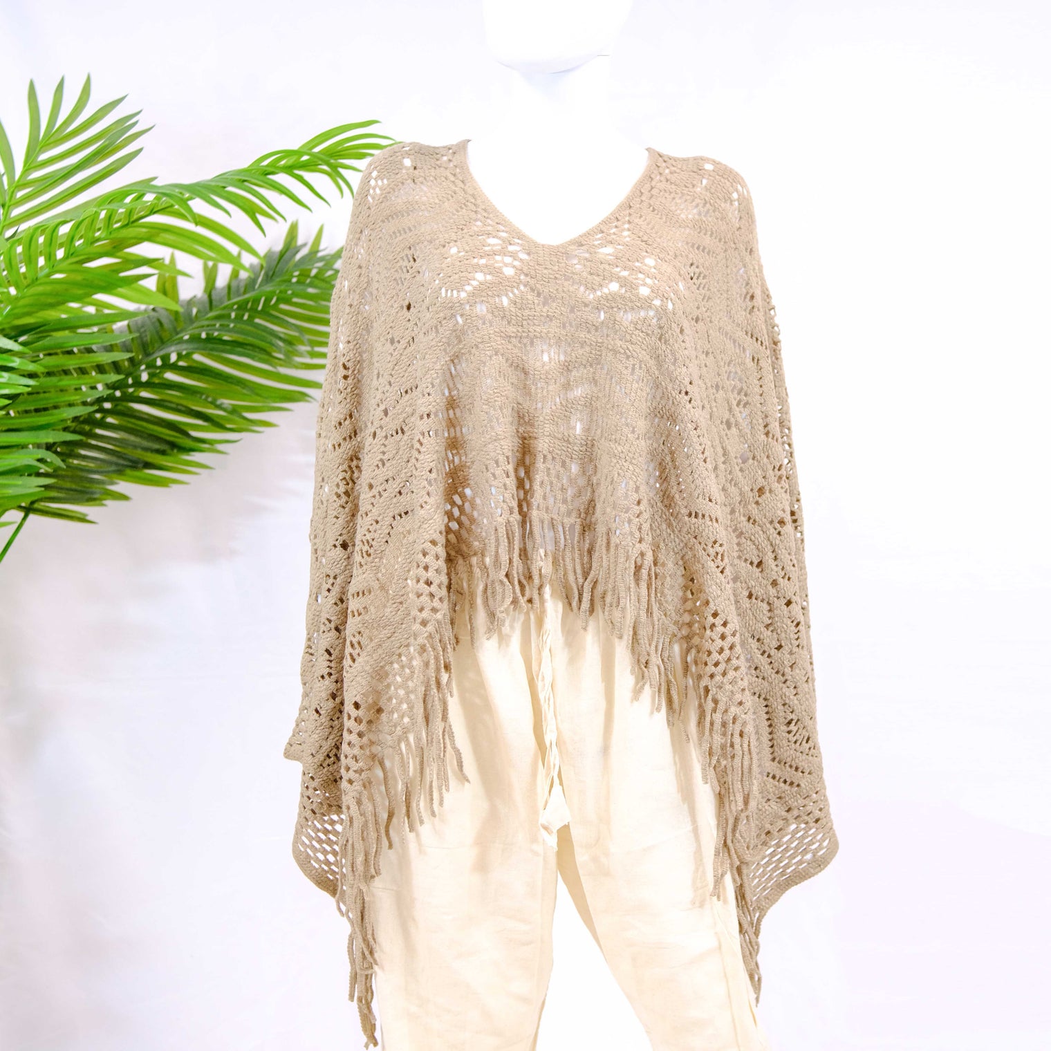 Crocheted Solid Color Ponchos