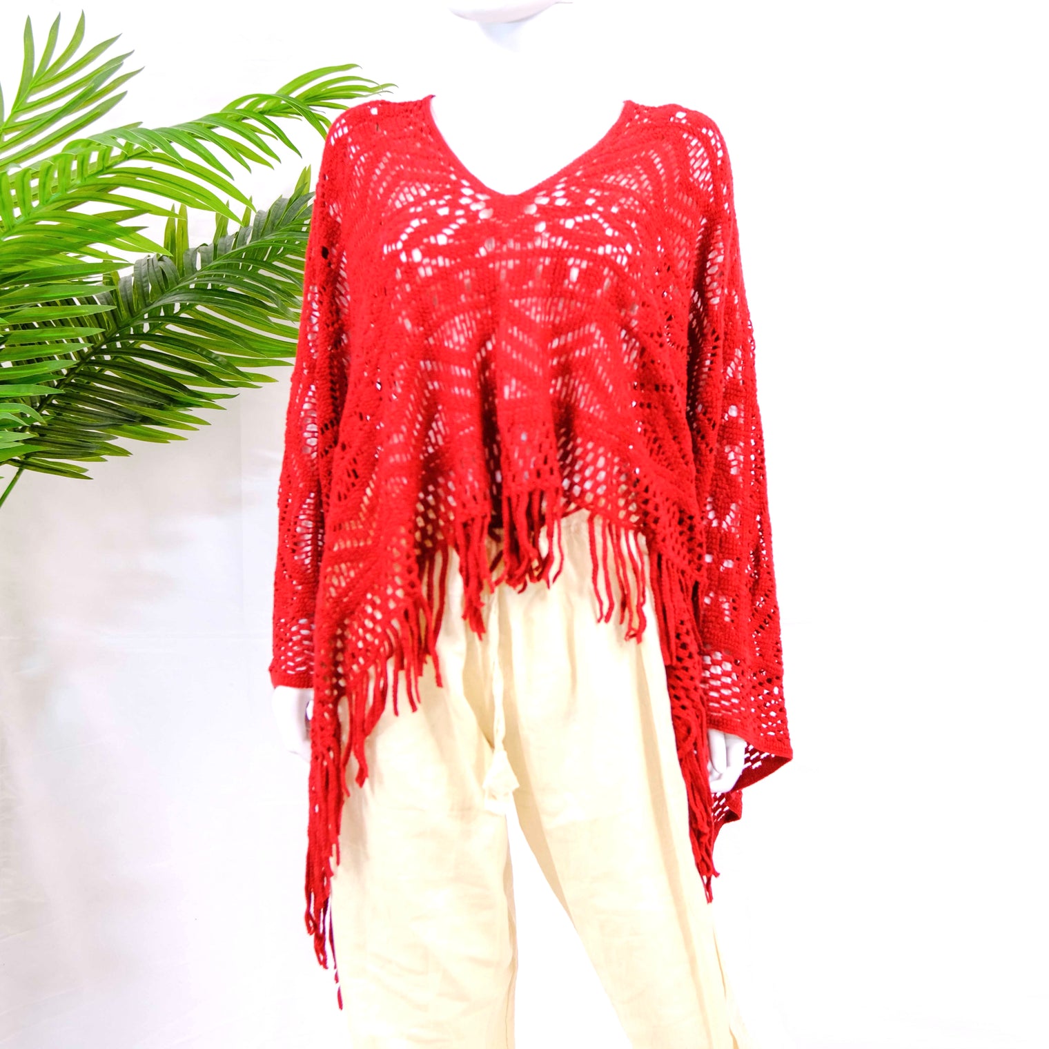 Crocheted Solid Color Ponchos