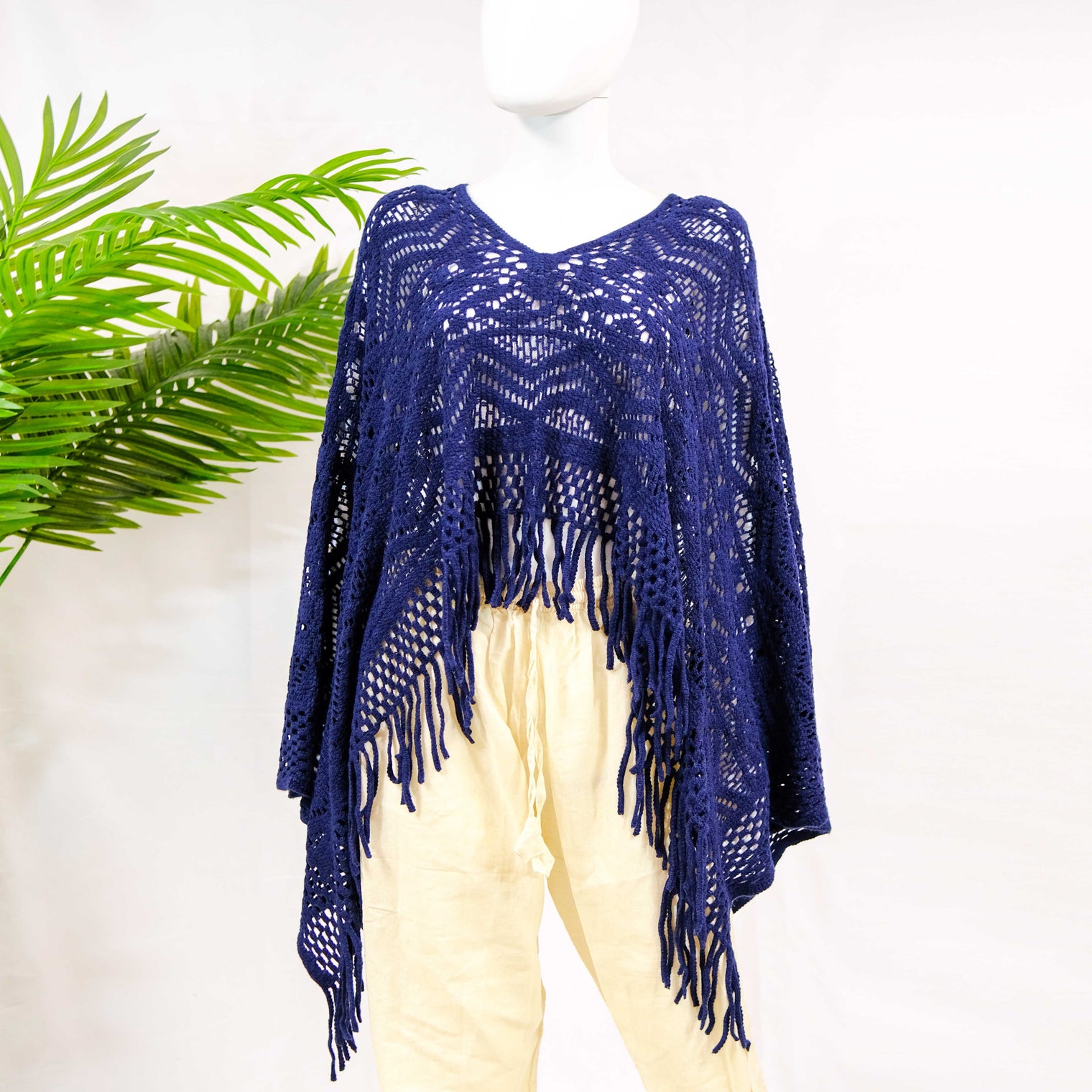 Crocheted Solid Color Ponchos