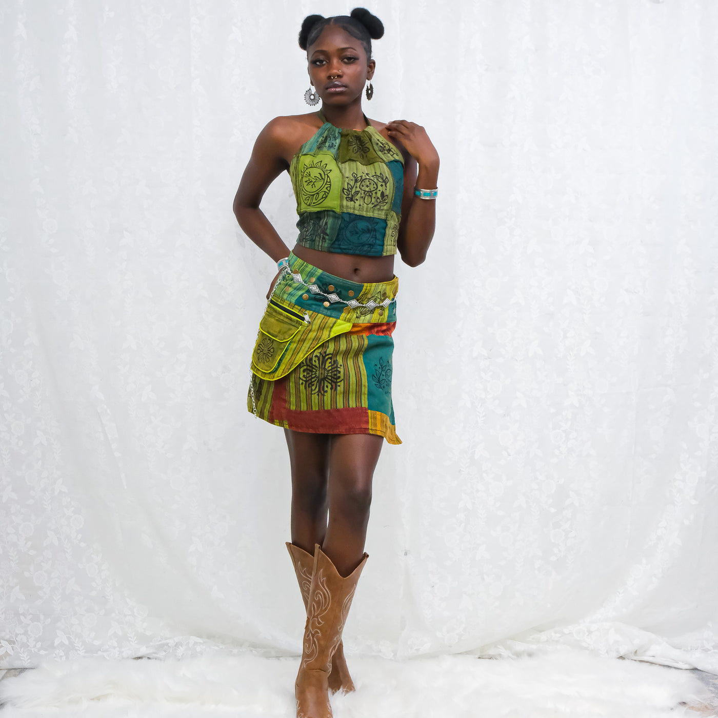 Short Patch Mini Skirt with Popper Button – karmanepalcrafts