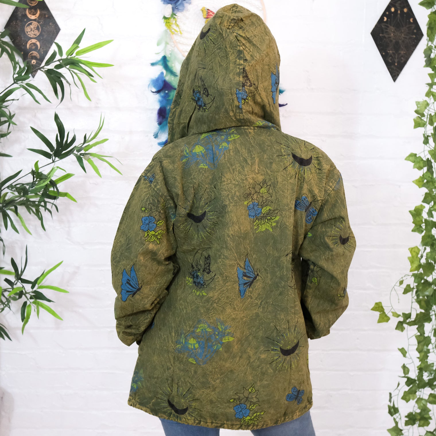 Whimsy Goth Oversized Zippered Jacket with Hoodie