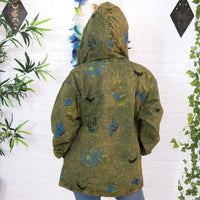 Whimsy Goth Oversized Zippered Jacket with Hoodie