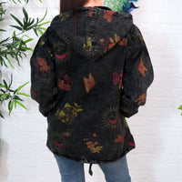 Whimsy Goth Oversized Zippered Jacket with Hoodie