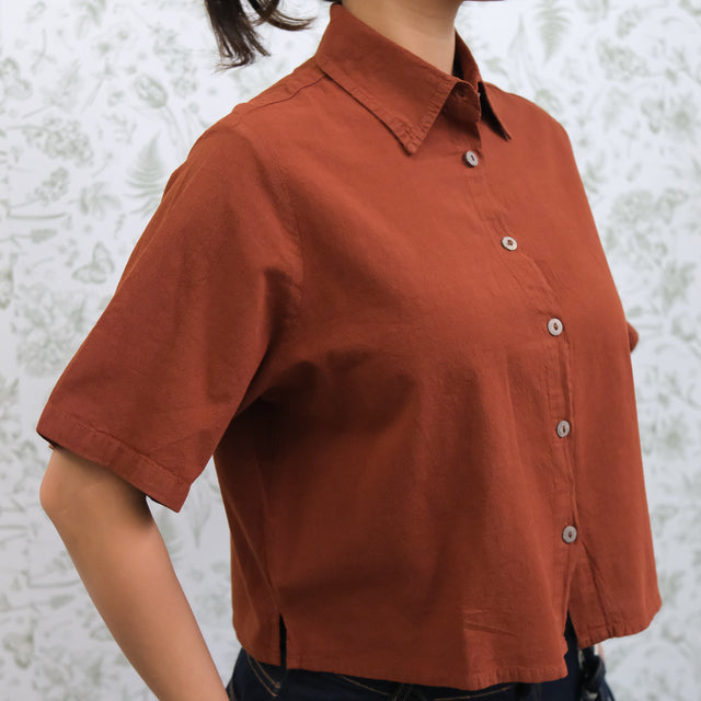 Women's Cotton Crop Button Down Shirt