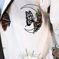 Whimsy Goth Oversized Zippered Jacket with Hoodie