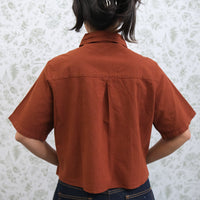 Women's Cotton Crop Button Down Shirt