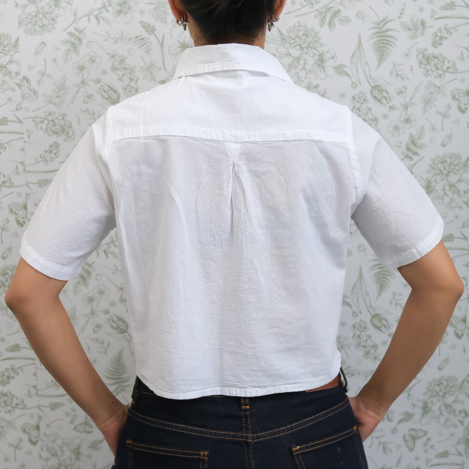 Women's Cotton Crop Button Down Shirt