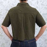 Women's Cotton Crop Button Down Shirt