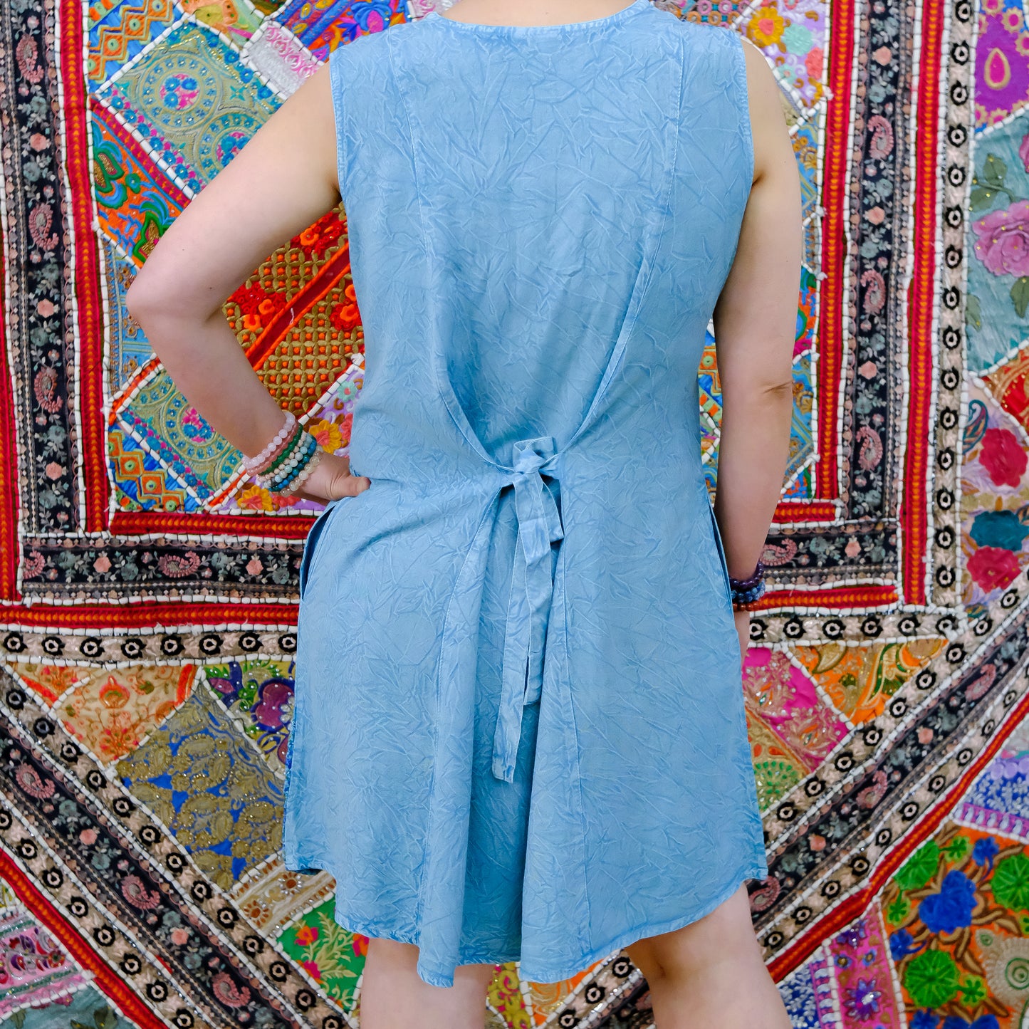 Flowy Cotton Batik Hand Embroidery Flowy Dress