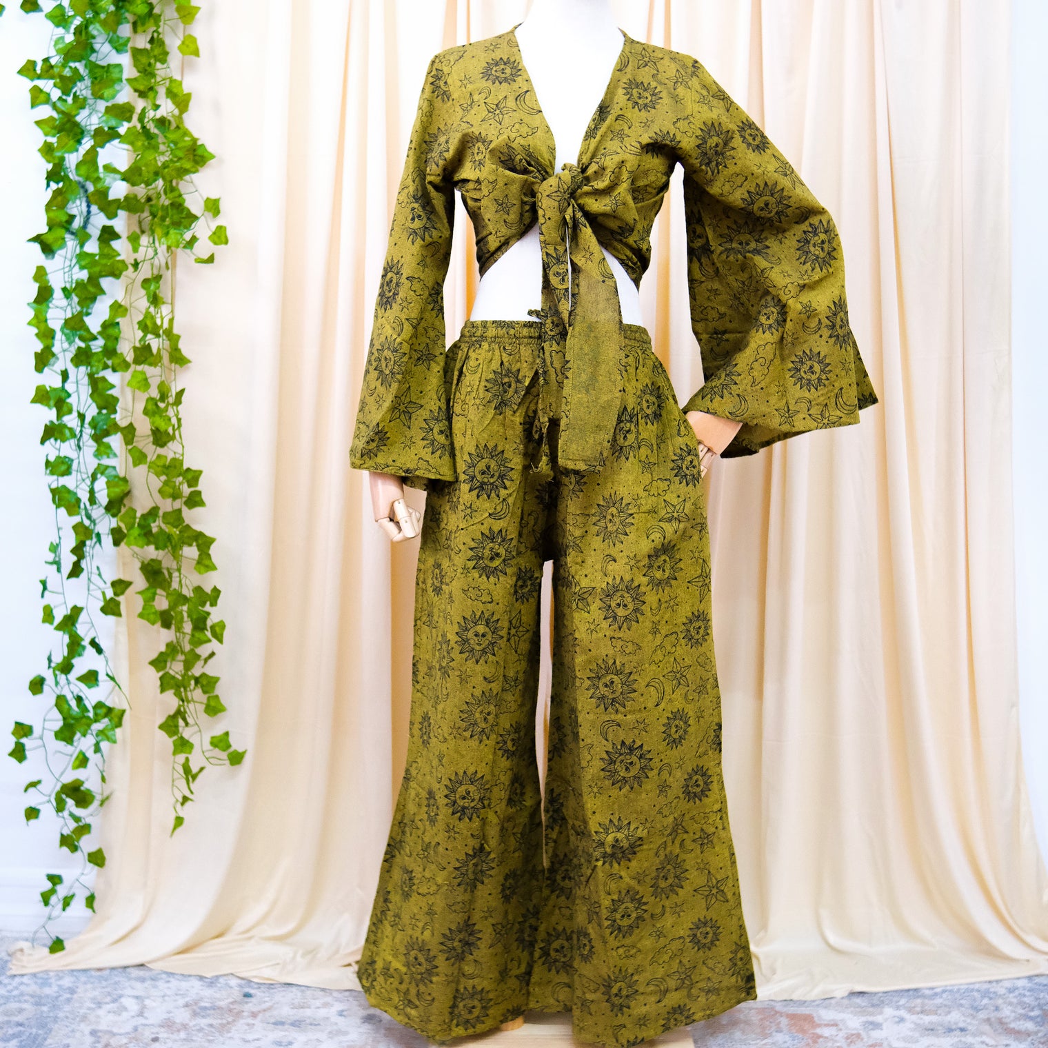 Sun/Moon Celestial Palazzo Pant with Flare Sleeve Top