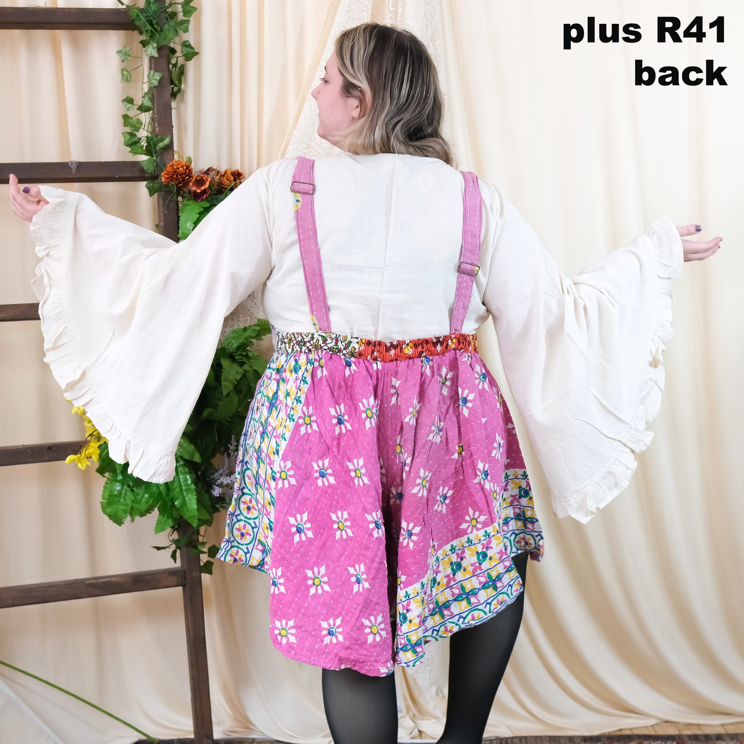 Kantha Bloom Plus Size Romper with Pockets