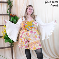 Kantha Bloom Plus Size Flowy Romper with Pockets