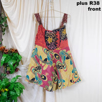 Kantha Bloom Plus Size Flowy Romper with Pockets