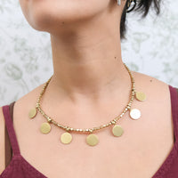 Gold Coin Disc Choker Necklace