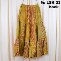 Kantha Long Tiered  Flowy Skirt with Pockets