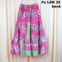 Kantha Long Tiered  Flowy Skirt with Pockets
