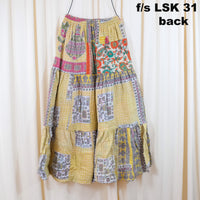 Kantha Long Tiered  Flowy Skirt with Pockets