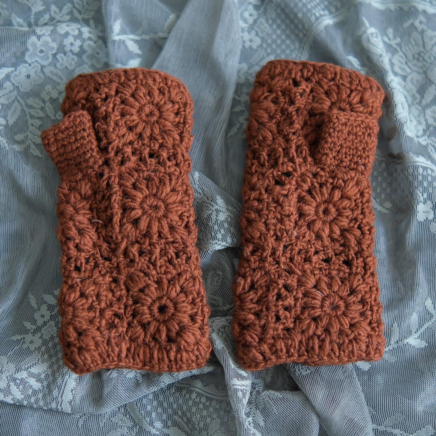 Hand Crochet Fleece Lined Handwarmer