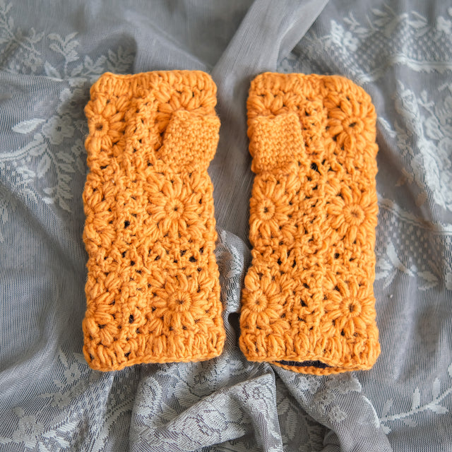 Hand Crochet Fleece Lined Handwarmer