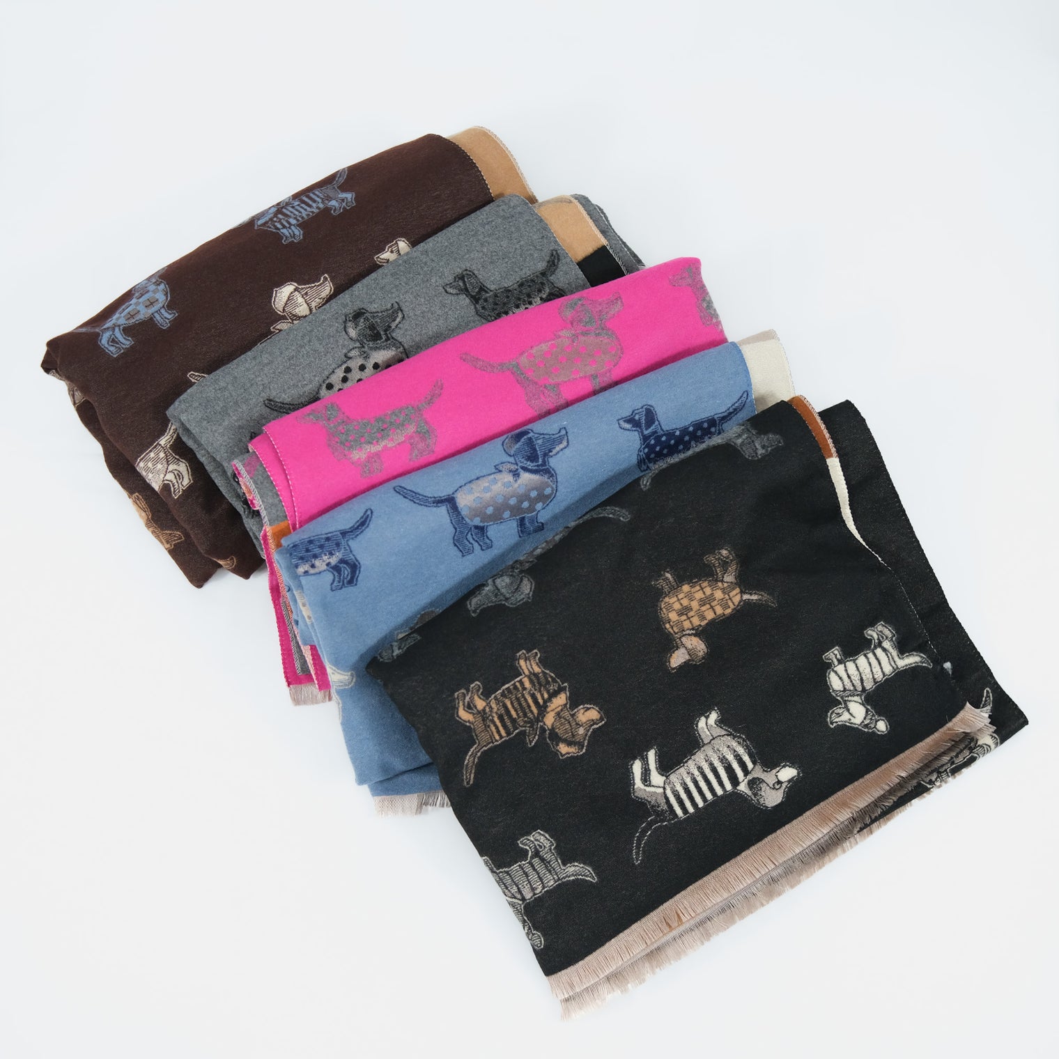 Reversible Whimsical Dog Print Oversized Scarf