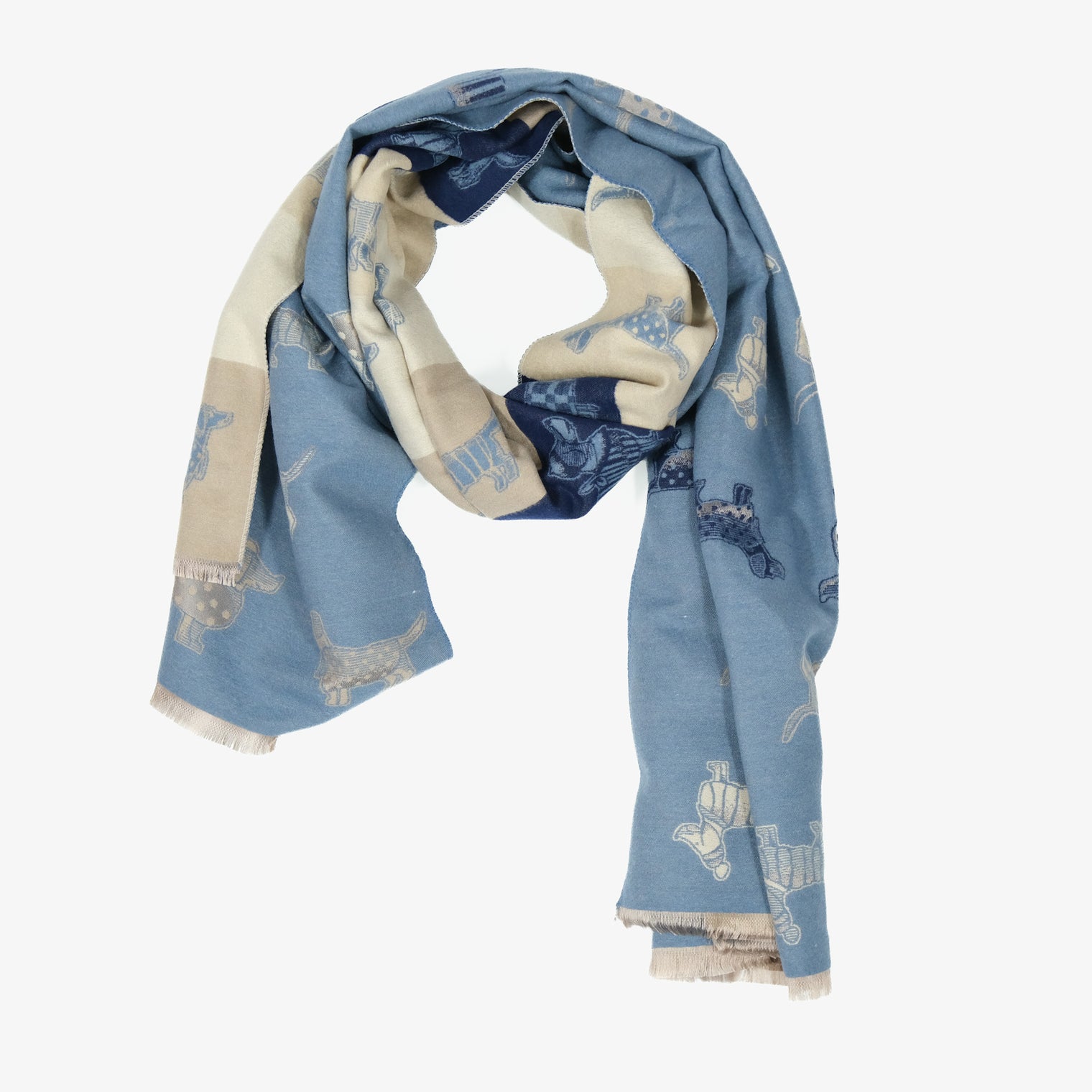 Reversible Whimsical Dog Print Oversized Scarf