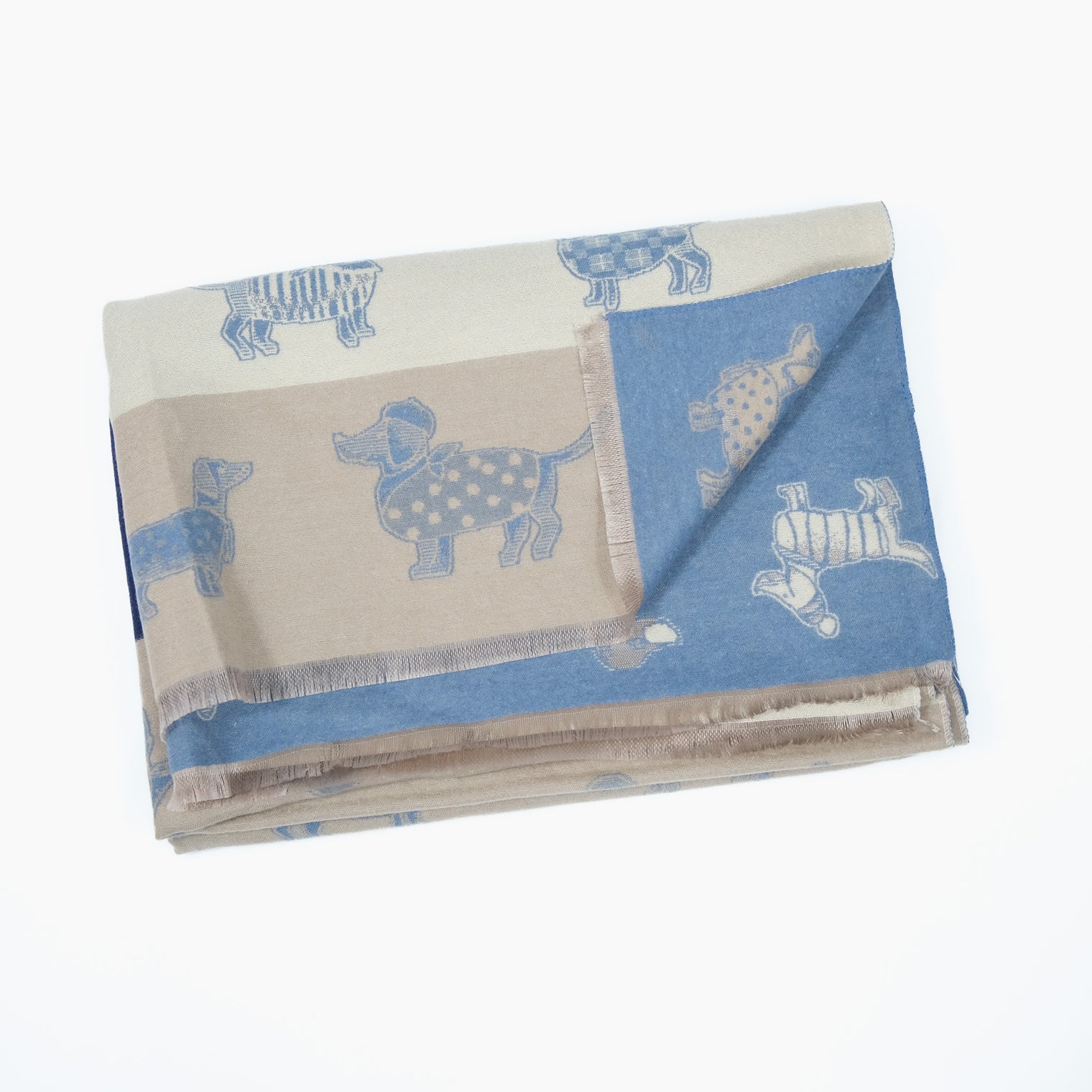 Reversible Whimsical Dog Print Oversized Scarf