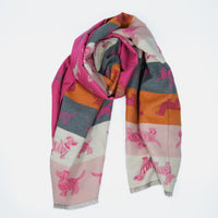 Reversible Whimsical Dog Print Oversized Scarf