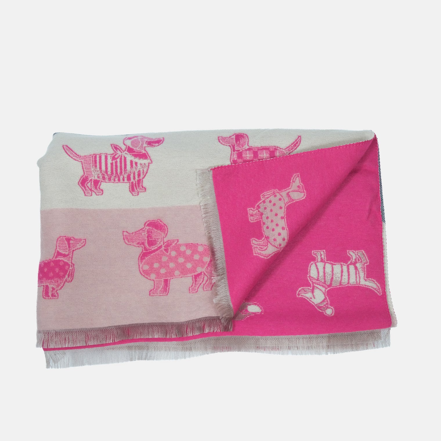 Reversible Whimsical Dog Print Oversized Scarf