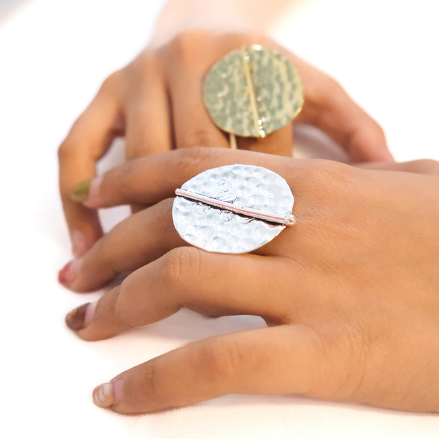 Celestial Hammered Disc Adjustable Ring