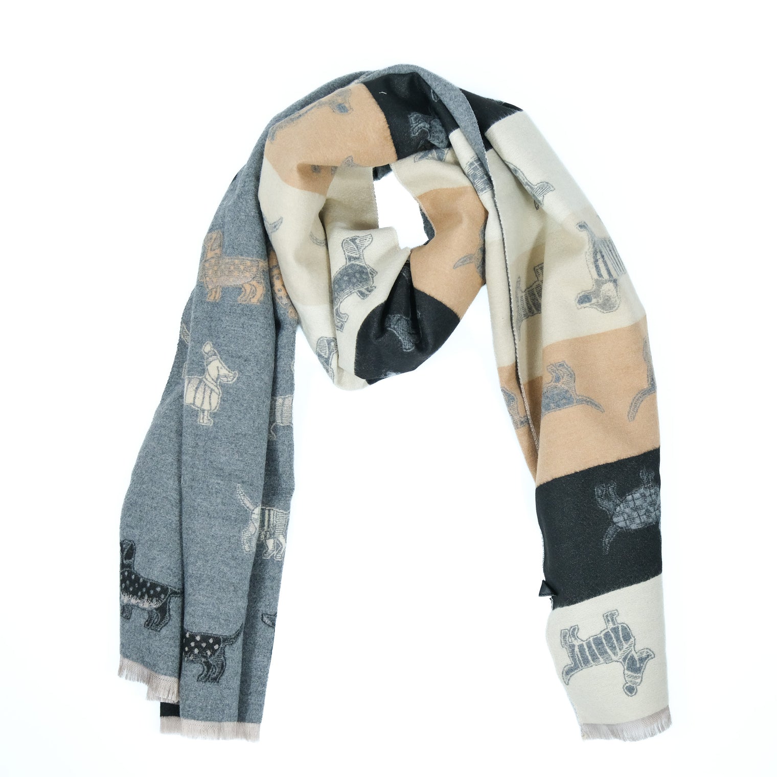 Reversible Whimsical Dog Print Oversized Scarf