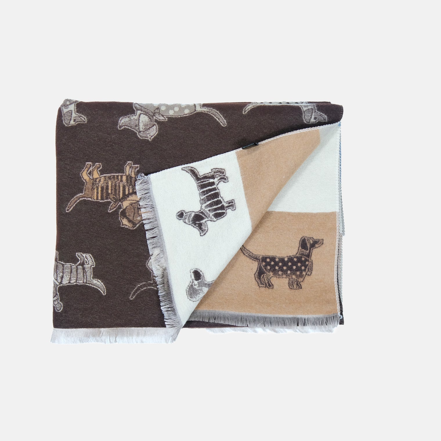 Reversible Whimsical Dog Print Oversized Scarf