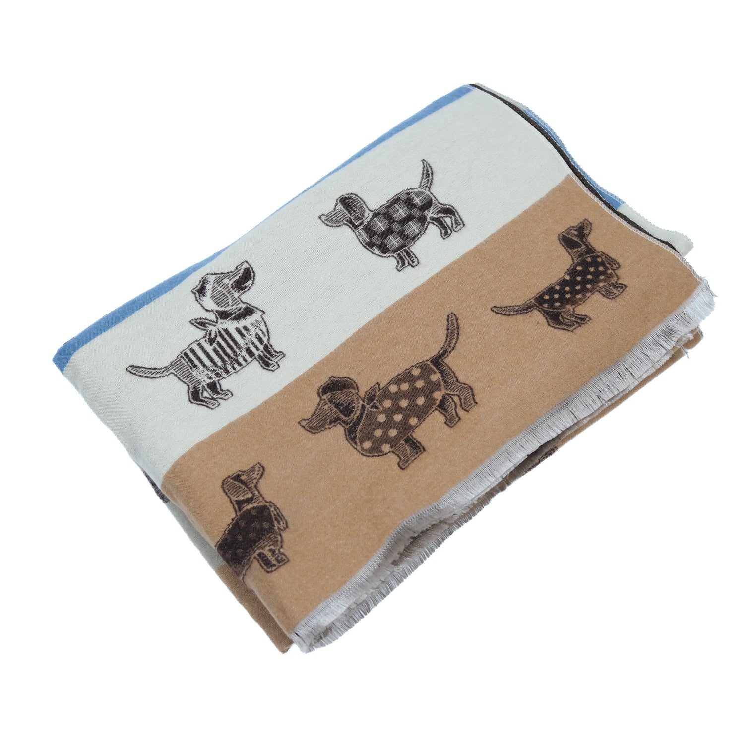 Reversible Whimsical Dog Print Oversized Scarf